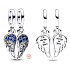 Charms Sterling Silber 925 Schimmernde geteilte Engelsflügel 2in1, Armband Anhänger Symbol
