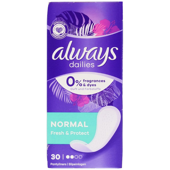 Always Dailies Normal Fresh & Protect slipové intimní vložky, balení 30 kusů