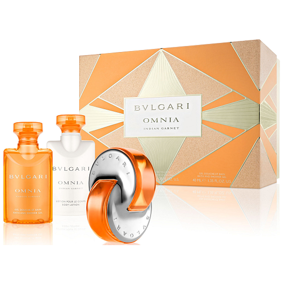 Bvlgari Omnia Indischer Granat Eau de Toilette 40 ml + Körperlotion 40 ml + Duschgel 40 ml, für Frauen Geschenkset