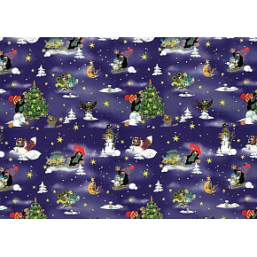 Nekupto Geschenkpapier 70 x 200 cm Weihnachtsmole dunkelblau 1 Rolle