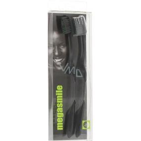 MegaSmile Black Whitening Weiche Zahnbürste mit Kohlefasertechnologie 2 Stück, Duopack