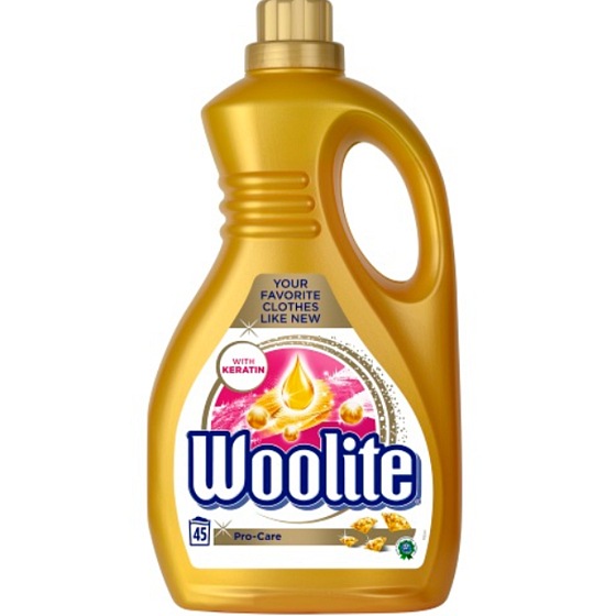 Woolite Pro-Care Waschgel macht die Fasern in 45 Dosen von 2,7 l weich und schützt sie