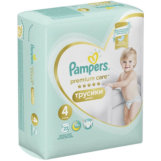 Pampers Premium Care Größe 4, 9-15 kg Windelhöschen 22 Stück