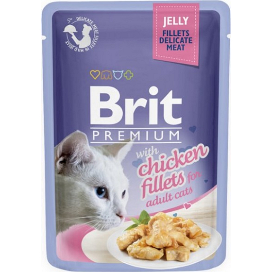 Brit Premium Hühnerfilets in Gelee Katzenvollnahrung Tasche 85 g