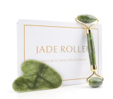 Jade Gua Sha 5 x 8 cm + Massagerolle 14 x 5,5 cm reduziert Falten, Schwellungen, verbessert die Hautelastizität, festigt