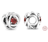 Charme Sterling Silber 925 Infinity Kreis der Ewigkeit Juli rot, Perle für Armband