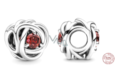 Charme Sterling Silber 925 Infinity Kreis der Ewigkeit Juli rot, Perle für Armband