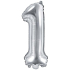 Ditipo Aufblasbarer Folienballon Nummer 1 silber 35 cm 1 Stück