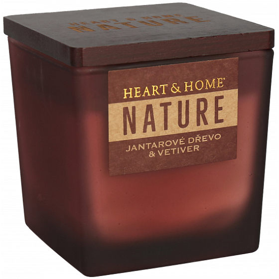 Heart & Home Nature Bernstein Holz und Vetiver Duftkerze großes Glas, Brenndauer bis zu 40 Stunden 210 g