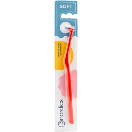 Nordics Premium Soft Einzelzahn-Bürste, rot 1 Stück
