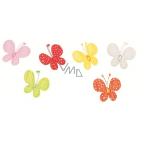 Schmetterlinge mit Stoffclip mit Glitzer-Tupfen 4 cm 6 Farben in einer Tüte mit 6 Stück