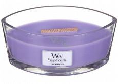 WoodWick Lavender Spa - Duftkerze Lavendel Spa mit breitem Holzdocht und Deckel, Glasboot 453 g