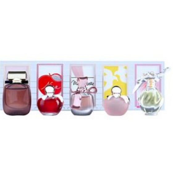 Nina Ricci L Extase EdP, + Nina EdT + Mademoiselle Ricci EdP + L Air du Temps EdT + Nina Leau EdT, 5 x 4 ml, Geschenkset für Frauen