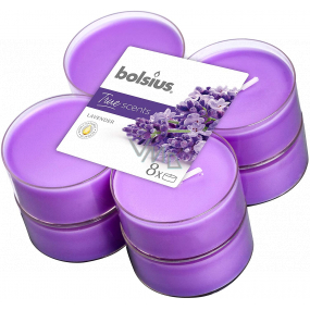 Bolsius Aromatic Levander - Lavendel Maxi duftende Teelichter 8 Stück, Brenndauer 8 Stunden