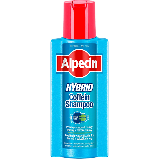 Alpecin Hybrid Coffein Koffein Shampoo für empfindliche, juckende Kopfhaut und trockene Schuppen 375 ml