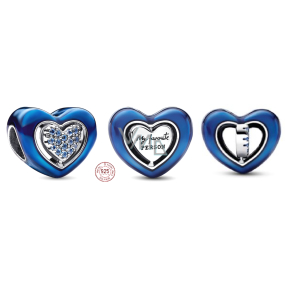 Charms Sterling Silber 925 Drehbares blaues Herz Perlenarmband Liebe Charms Sterling Silber 925 Drehbares blaues Herz Perlenarmband Liebe