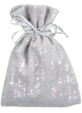 Stoff Velours Tasche mit Glanz grau 12 x 16 cm
