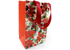 Nekupto Geschenkpapierbeutel mit Prägung 17,5 x 11 x 8 cm Weihnachtsstern rot