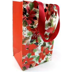 Nekupto Geschenkpapierbeutel mit Prägung 17,5 x 11 x 8 cm Weihnachtsstern rot
