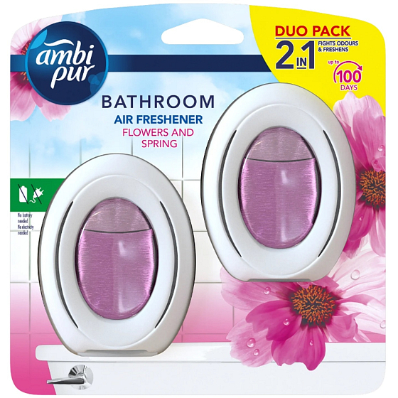 Ambi Pur Bathroom Flower & Spring Badezimmer Lufterfrischer 2 x 7,5 ml, Duopack