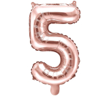 Ditipo Aufblasbarer Folienballon Nummer 5 rosa gold 35 cm 1 Stück
