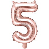 Ditipo Aufblasbarer Folienballon Nummer 5 rosa gold 35 cm 1 Stück