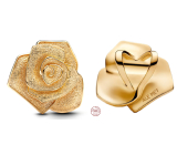 Charm Sterlingové stříbro 925 Kvetoucí růže velký lesk kouzlo, korálek na náramek květina