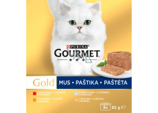 Purina Gourmet Gold für Katzen, Thunfisch, Leber, Truthahn, Rindfleischpastete, 8x85 g