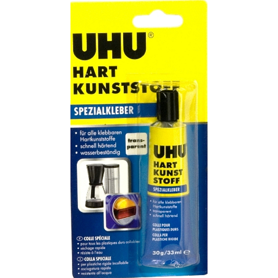 Uhu Hart Kunststoff klarer wasserfester Klebstoff zum Verkleben von Hartkunststoffen 30 g