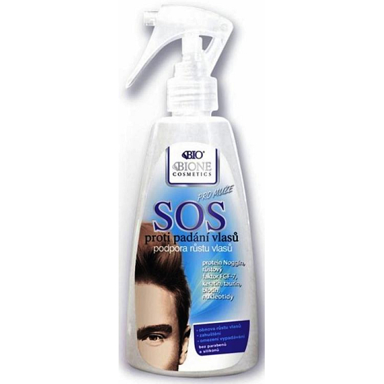 Bione Cosmetics SOS gegen Haarausfall und zur Unterstützung des Haarwuchs für Männer 200 ml Sprühflasche