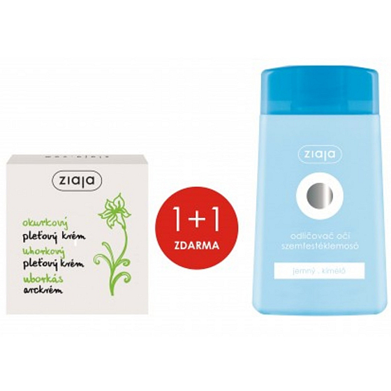 Ziaja Gurken-Hautcreme für fettige Haut 50 ml + feuchtigkeitsspendender sanfter Augen-Make-up-Entferner 120 ml, Duopack