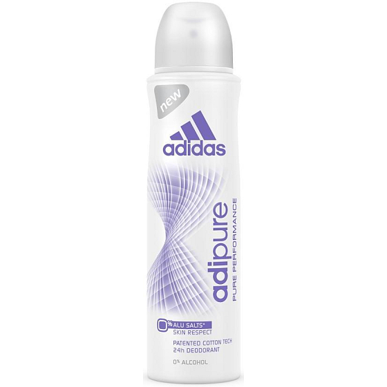 Adidas Adipure Deodorant Spray ohne Aluminiumsalze für Frauen 150 ml