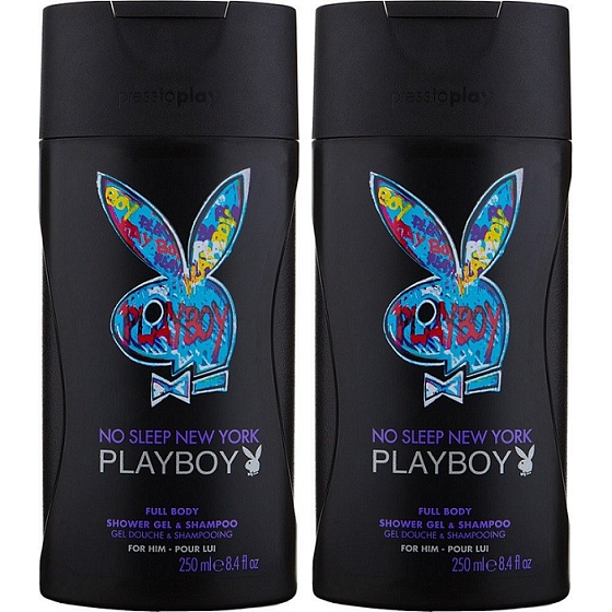 Playboy No Sleep New York 2in1 Duschgel und Shampoo für Männer 2 x 250 ml, Duopack