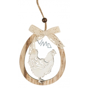 Ovale Henne zum Aufhängen von Holz 11 cm 1 Stück