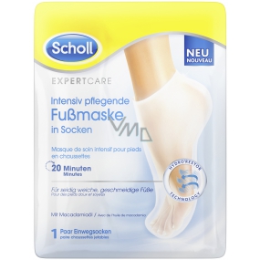 Scholl PediMask Expert Care 20 Minuten pflegende Fußmaske mit Macadamiaöl, 1 Paar Slip-On-Socken