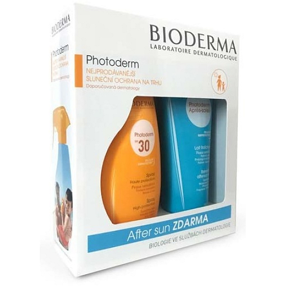 Bioderma Photoderm SPF30 Bräunungsspray für empfindliche Haut 400 ml + After Sun Hydratation und Ernährung After Sun Lotion 200 ml, Kosmetikset