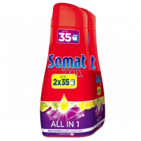 Somat All in 1 Zitronen-Limetten-Geschirrspülgel 2 x 35 Dosen 2 × 630 ml