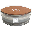 WoodWick Trilogy Warm Woods - Warme Holzkerze mit breitem Holzdocht und Glasbootsdeckel 453 g