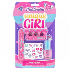 Martinelia Unique Girl Nagellack 1 Stück + Nagelfeile + Fingertrenner + Nagelaufkleber, Kosmetikset für Kinder