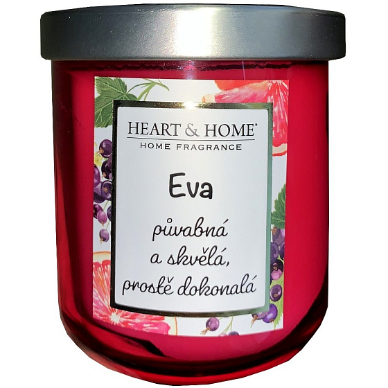 Heart & Home Frische Grapefruit und schwarze Johannisbeere Soja-Duftkerze mit Eva 110 g