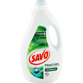Savo Universal Waschgel mit biologisch abbaubaren Inhaltsstoffen für Weiß- und Buntwäsche 48 Dosen 2,4 l
