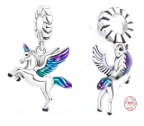 Charms Sterling Silber 925 Pegasus, Einhorn fliegend, Tierarmband Anhänger
