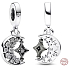 Charms Sterling Silber 925 Halbmond und rotierender Stern, Universum Armband Anhänger