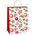 Ditipo Geschenkpapier Tasche 22 x 10 x 29 cm Weihnachten weiß Dekorationen, Lebkuchen, Tannenzapfen, Zweige