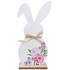 Kaninchen aus Holz mit Blumenmuster 23 cm