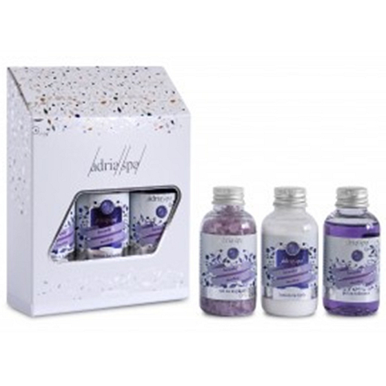Adria Spa Lavendel & Olive Pflegendes Duschgel 50 ml + Badesalz 50 ml + Körperlotion 50 ml, Travel Mini Set
