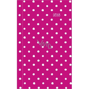Albi Diary 2018 Tasche wöchentlich Pink mit Tupfen 9,5 cm × 15,5 cm × 1,1 cm