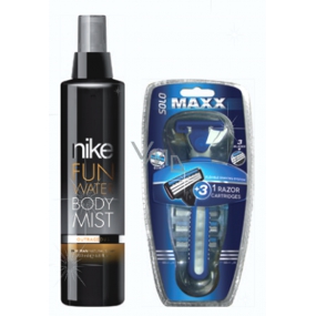 Nike Fun Water Body Mist Unverschämtes parfümiertes Körperspray 200 ml + Rasiermesser für Männer, Geschenkset
