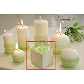 Lima Aromatische Spirale Maiglöckchen Kerze weiß - grüner Würfel 65 x 65 mm 1 Stück