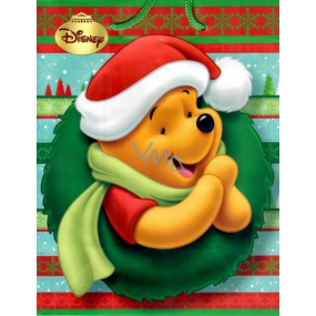 Ditipo Geschenk Papiertüte 23 x 9,8 x 17,5 cm Disney Winnie the Pooh mit Weihnachtsmütze